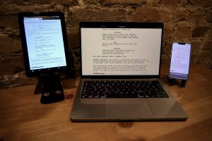 3 devices with screenplays